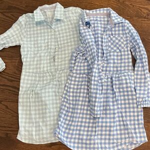 Blue and White Gingham Shirt Dresses